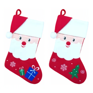 botte feutrine rouge épaisse brodée Père Noël 2ass de la marque NOEL EN FOLIE. Réf. NBDT204.